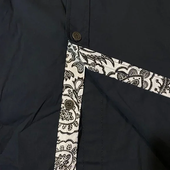 Platini Men’s Military Button Down Shirt w/ Faux Leather & Paisley Trim Size M - Picture 7 of 14